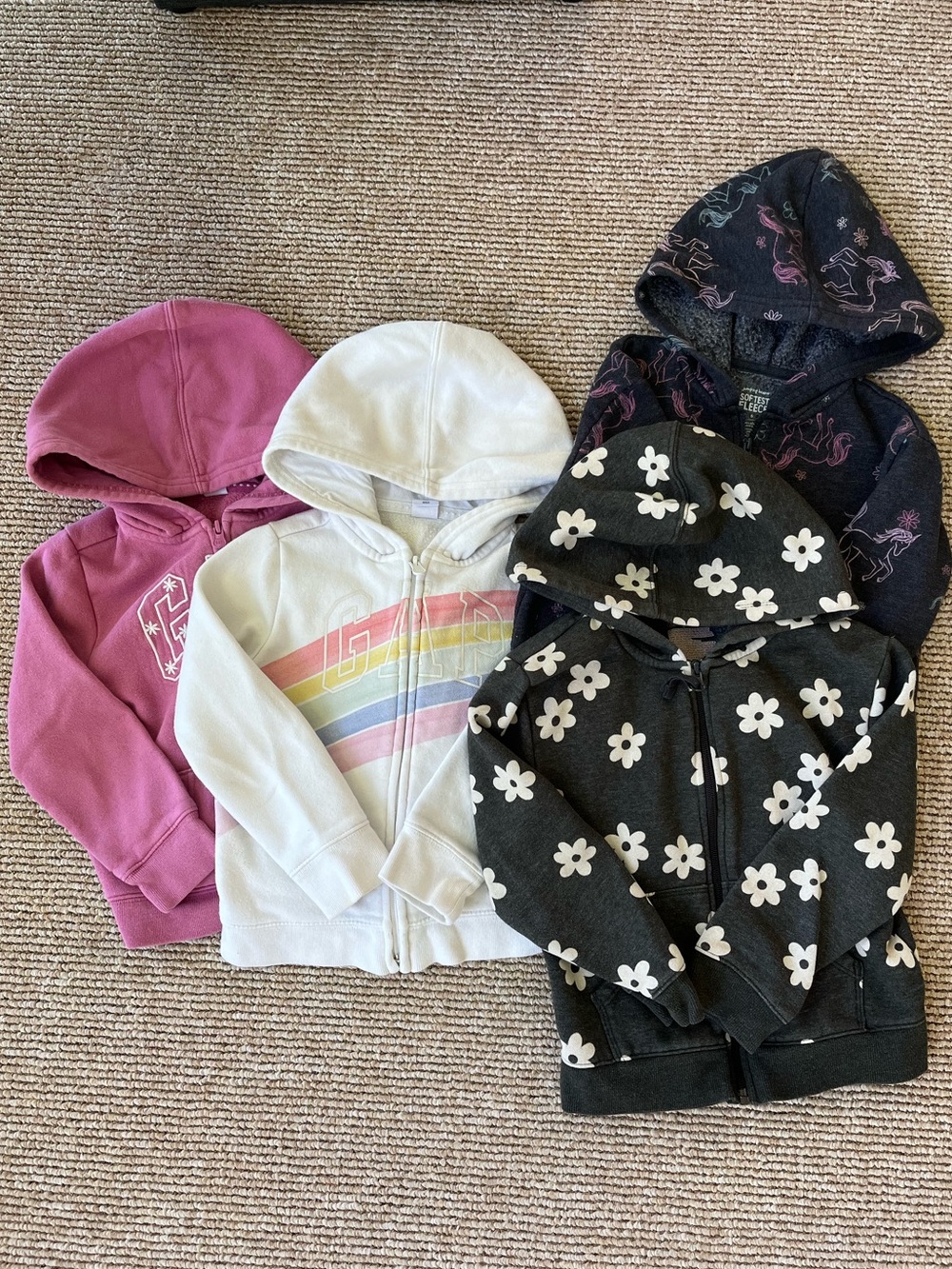 Lot of Four Girls Size 5 Fleece Hoodies